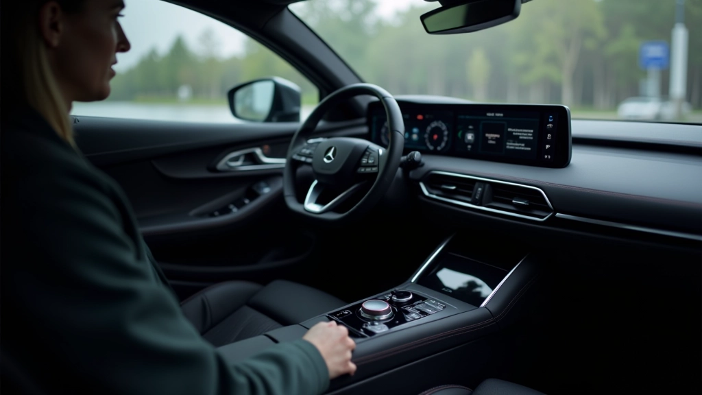 Minimalistinis automobilio interjeris be jokių viršliekiančių mygtukai, tik gūžtas ir sąsaja